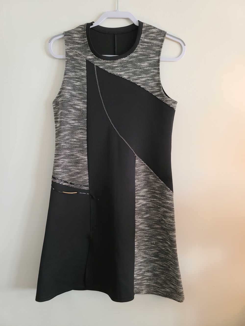 Double Jeu Paris Avant-Garde Tweed Silver Thread Shimmer A-Line Dress - M